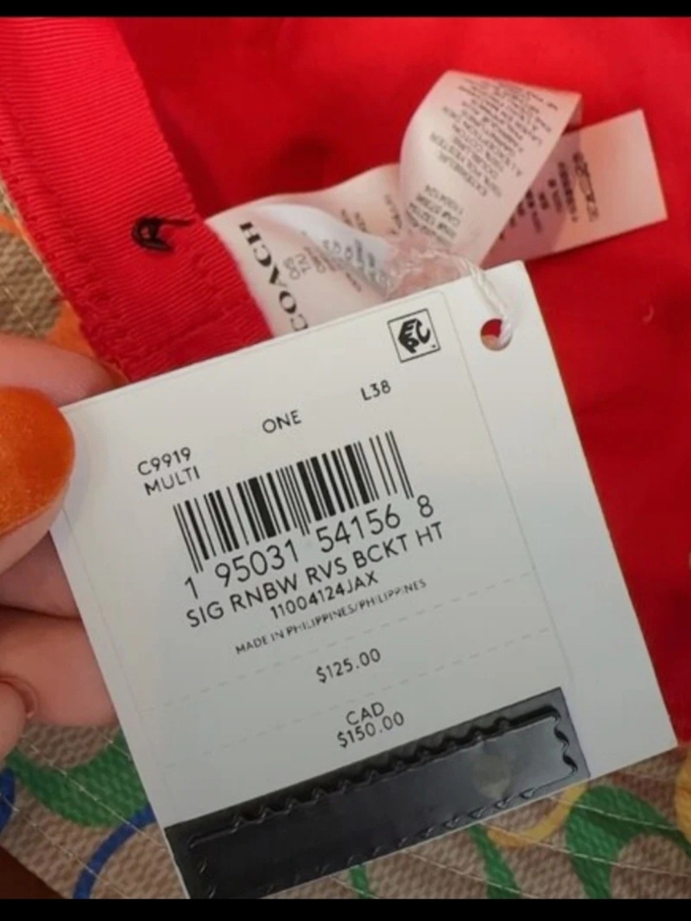 Coach Multicolor Signature Print Bucket Hat - Rainbow Logo - Picture 4 of 5